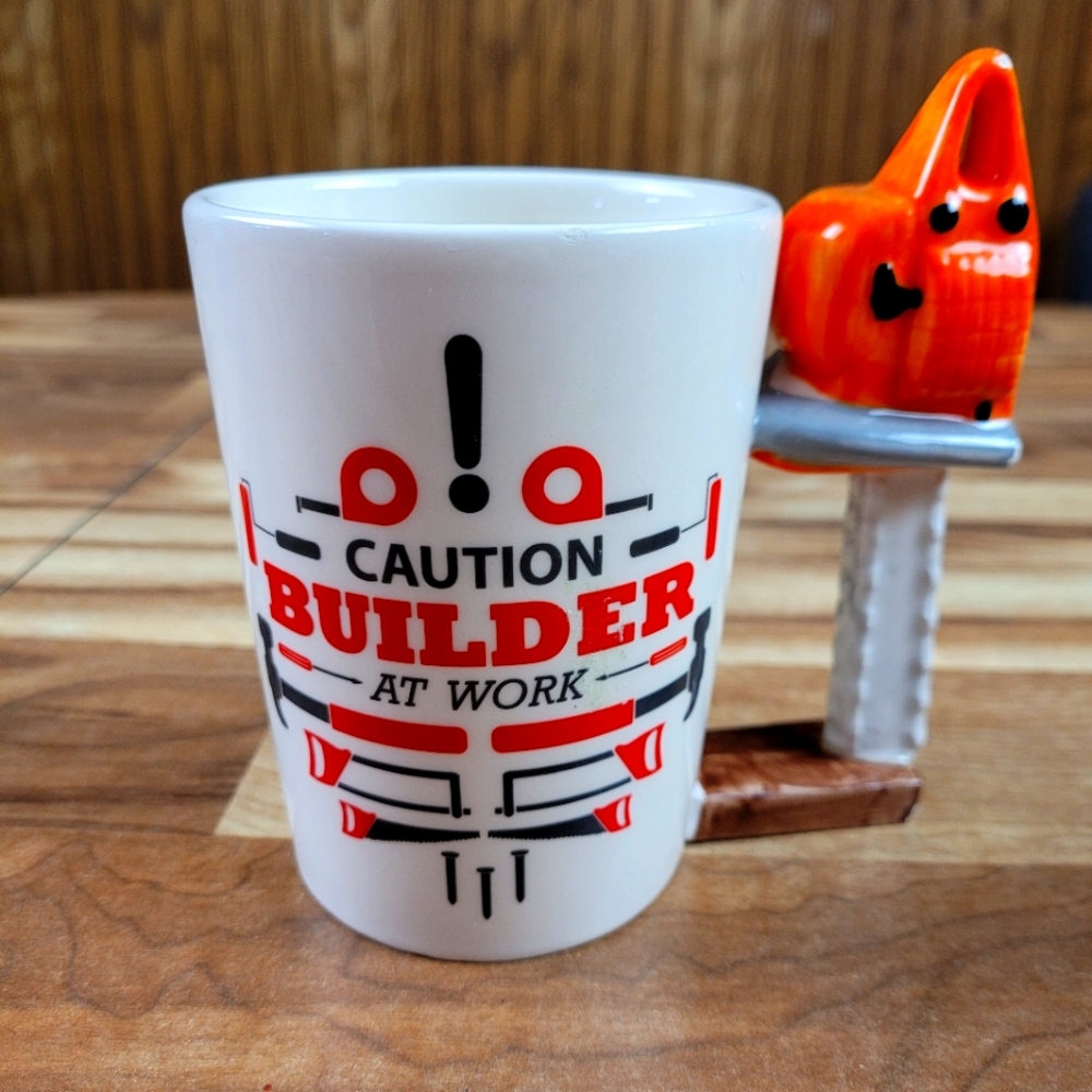 Builder At Work White Coffee Mug Cup